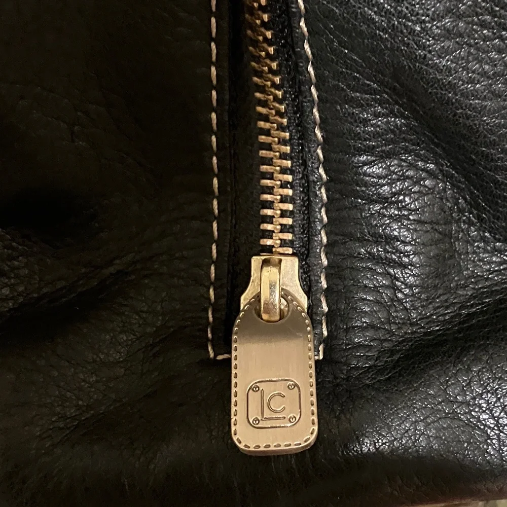 Liz Claiborne Black Leather Briefcase Laptop Bag